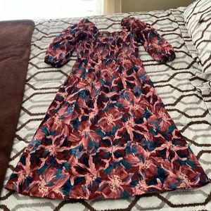 NWOT - Time and Tru long, quarter-sleeve floral dress